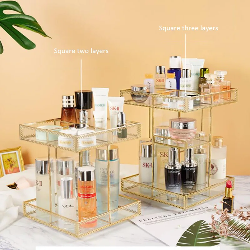 Вращающийся ящик для хранения косметики поднос макияжа глаз подставка коробка