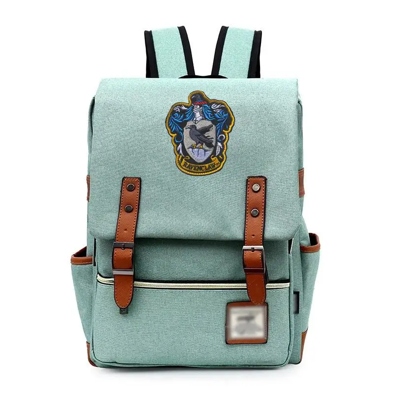 Магический Хогвартс Ravenclaw Слизерин Гриффиндор мальчик Девочка студенческая школьная сумка подростковые школьные сумки холст вышивка рюкзак - Цвет: J