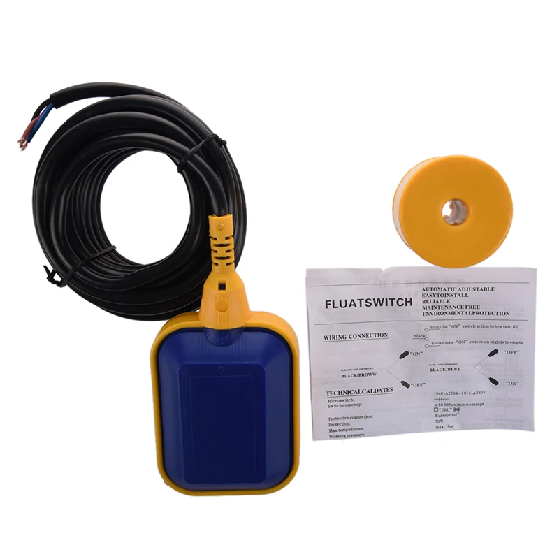 HTHL Поплавковый выключатель регулятор уровня жидкости воды сенсор 4 м 13.1ft