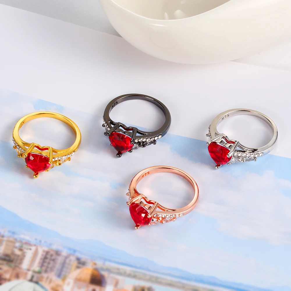 

Rings for Women Claw Set Heart Cubic Zirconia Rings Couple Wedding Rings Fashion Simple Jewelry Give Girlfriend Birthday Gift