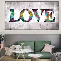 abstract black and white graffiti love and peace canvas painting modern poster print wall art picture for living room home decor