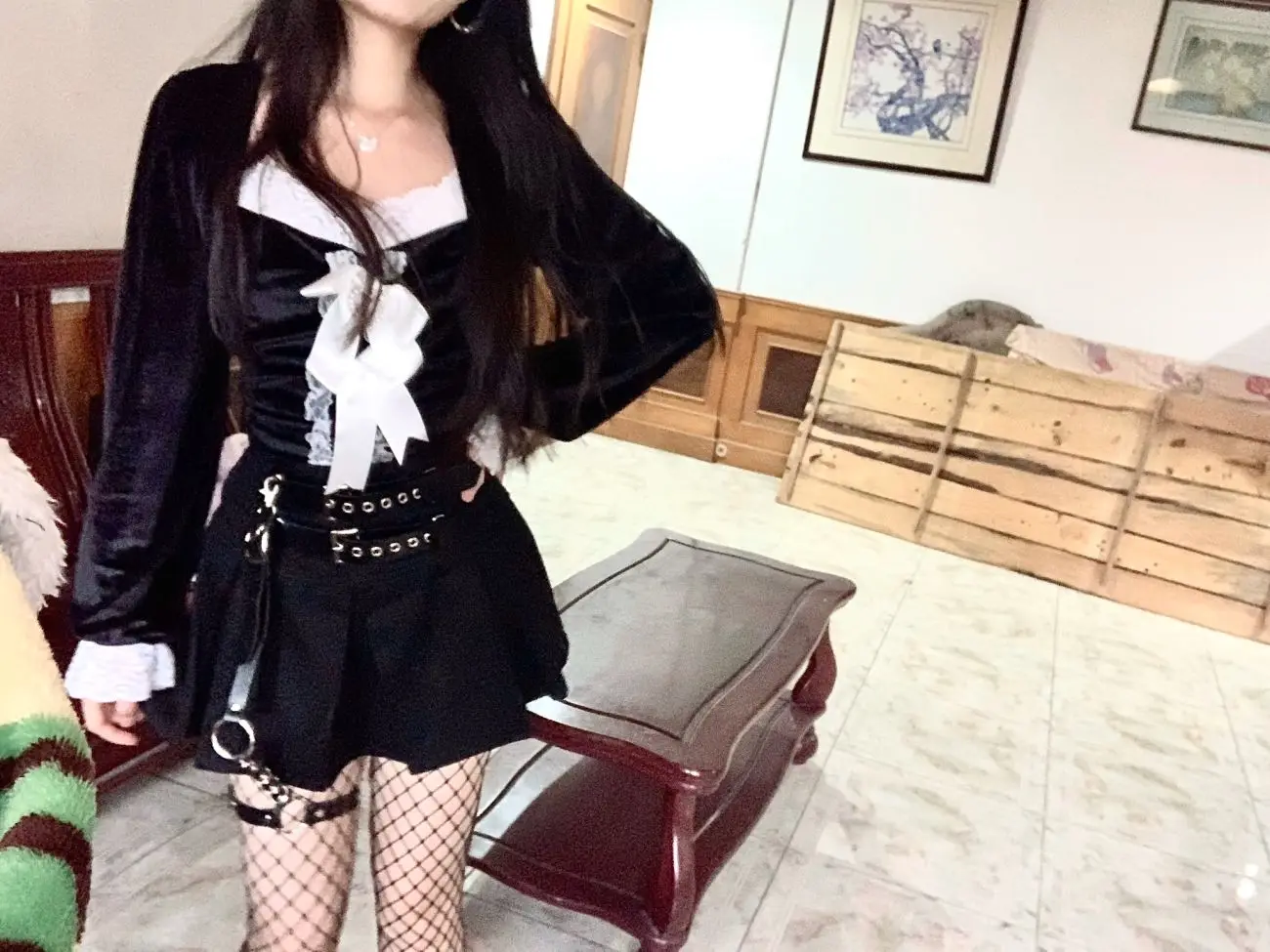 

Gothic black sexy cool woman short skirt skirt summer party slim black skirt