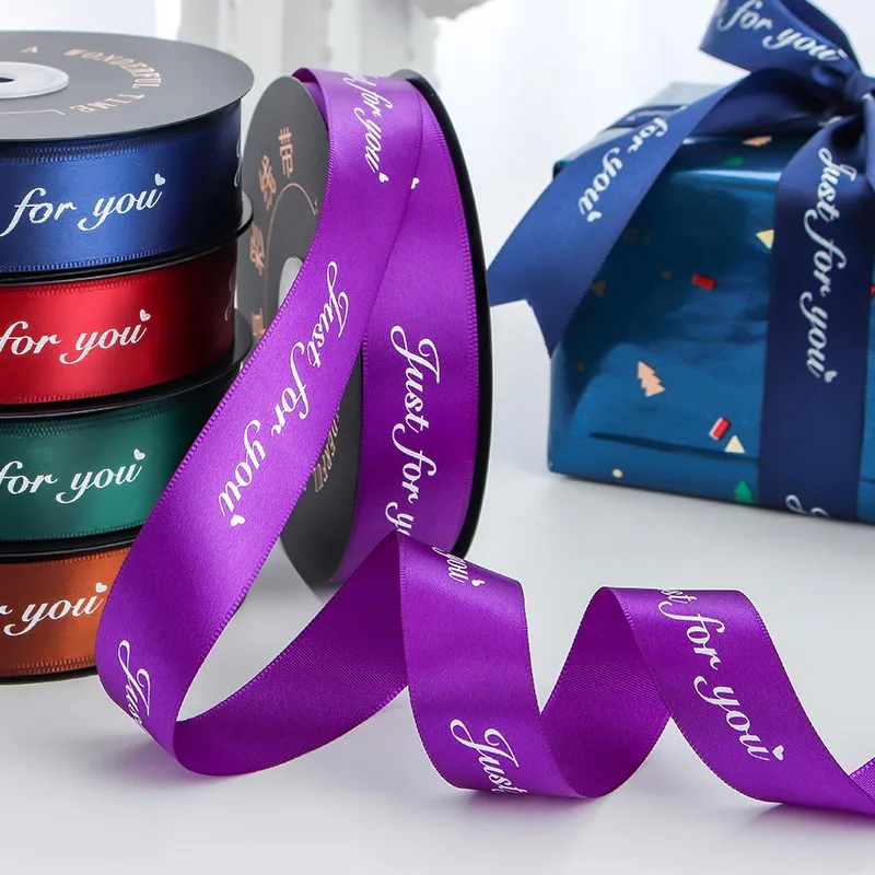 New 5m/10m Just For You Polyester satin Ribbon tape DIY Bow make Crafts Card Gifts Wrapping Flowers floral tied accessories 25MM | Дом и сад