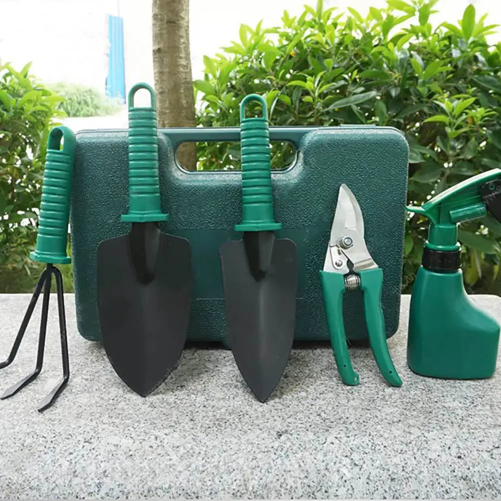 

5pcs Gardening Set Home Gardening Tools Stainless Steel Branch Scissors Small Flower Pot Planting Shovel Pruners Watering Can
