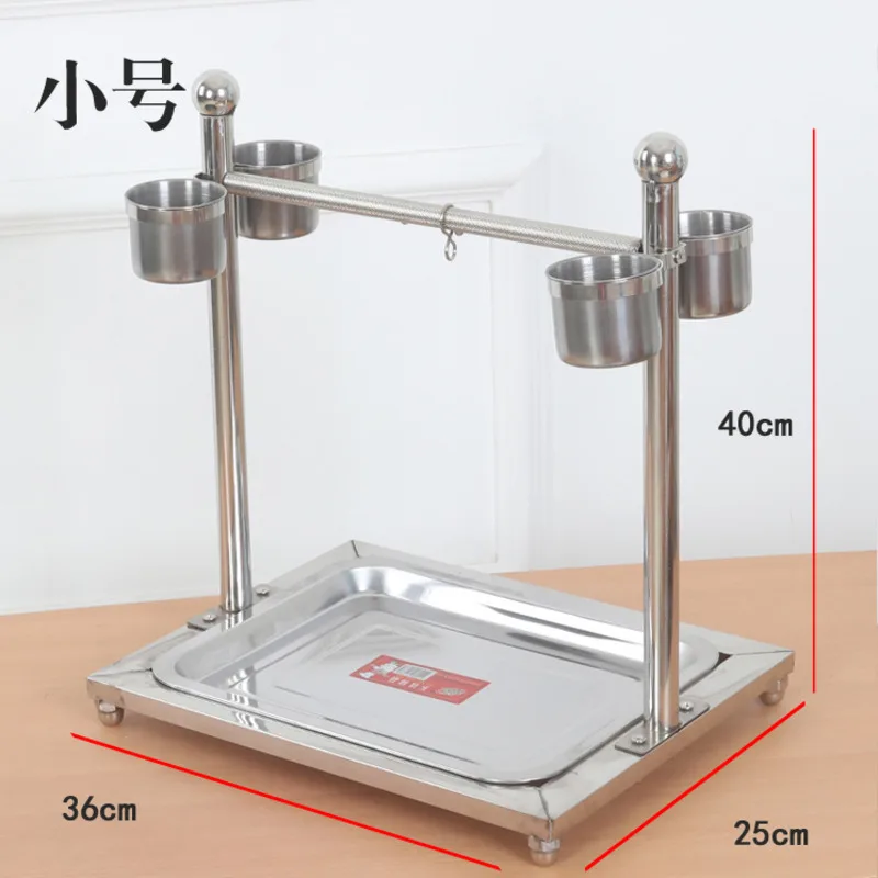 Нержавеющая сталь Parrot игровая площадка птица подставка с 4 питательными чашками