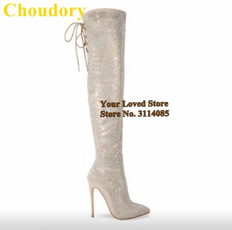 Рождественская вечеринка чрезвычайно роскошные женские ботинки с кристаллами