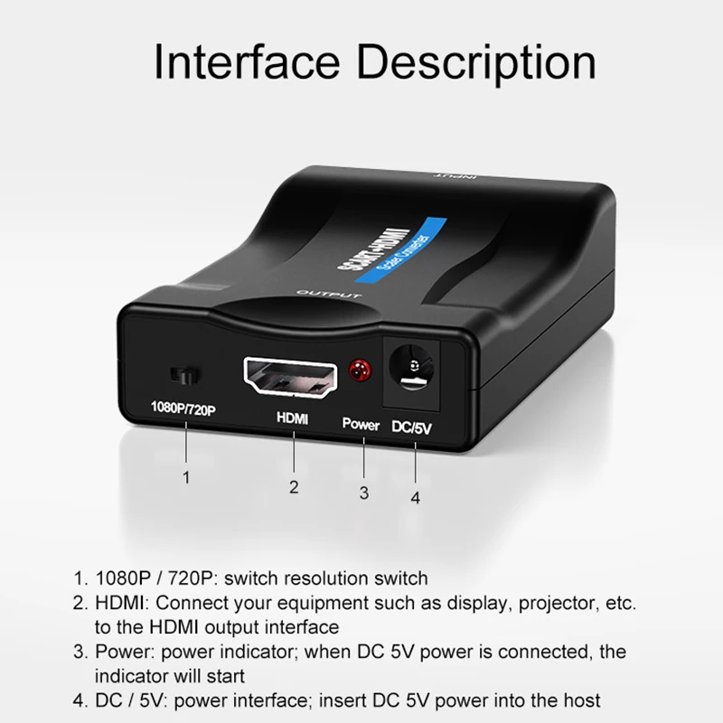 Преобразователь SCART в HDMI 1080P HD видео o цифро-аналоговый преобразователь подходит