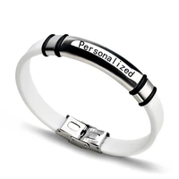 customized stainless steel engrave words letter name bracelet bangle custom charm bracelet for couples women men boys girls gift