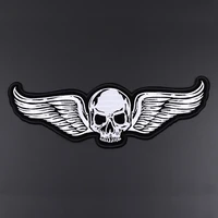 iron on punk skull wings patch biker rock large embroidered motorcycle patches for clothes jacket big wings patch back badges