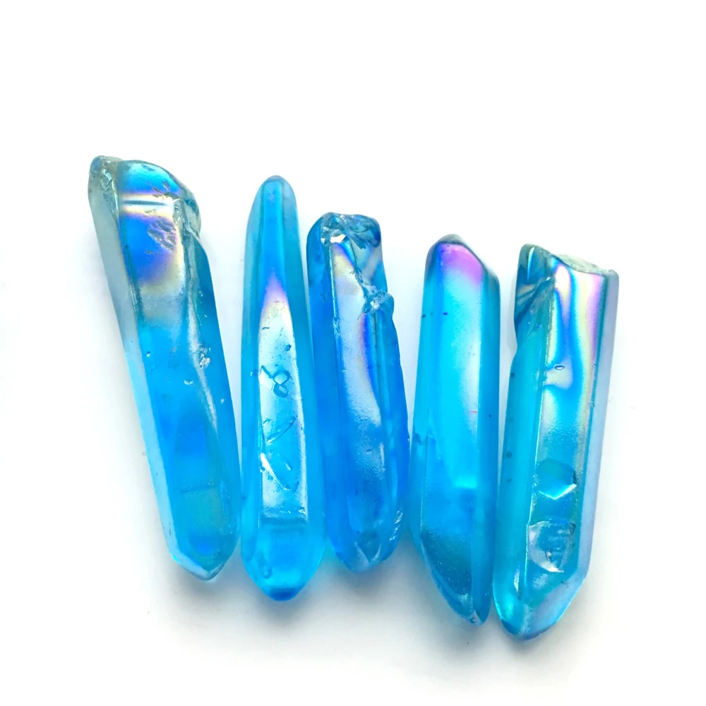 10 шт. голубая аура титановая прозрачная кварцевая палочка натуральная