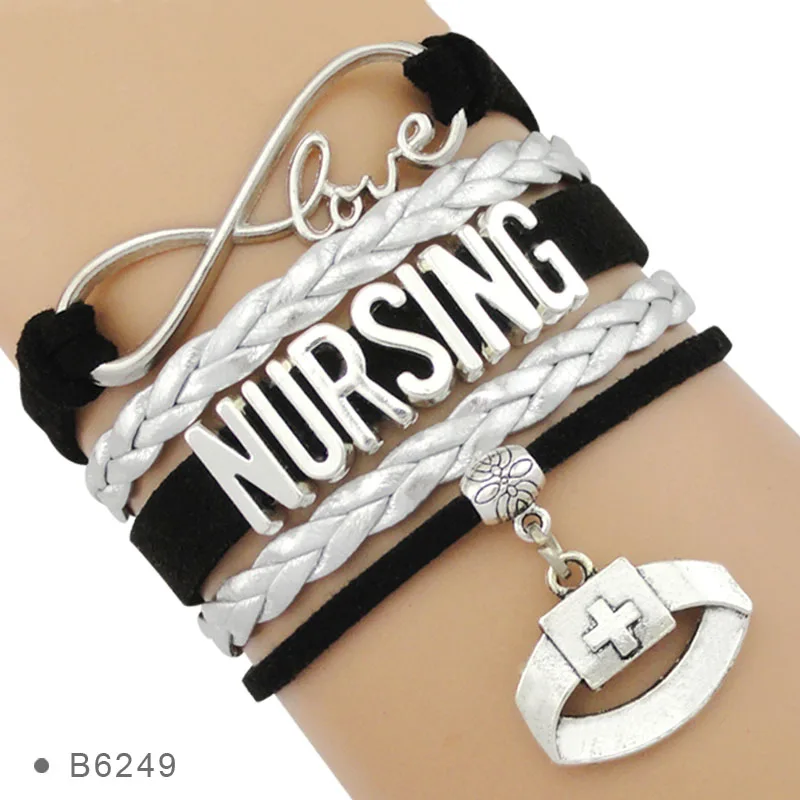 Высококачественные серебряные браслеты Infinity Love для медсестер|Браслеты с