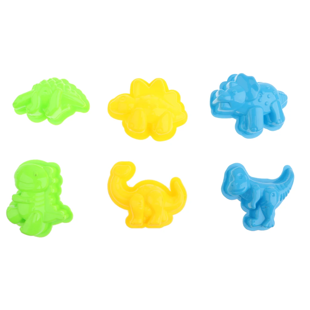 Set of 6 Plastic Sand Molds Dinosaur Beach Sand Castle Molds Sand Box Animal Mould Clay Toys Kids Children Baby Toys