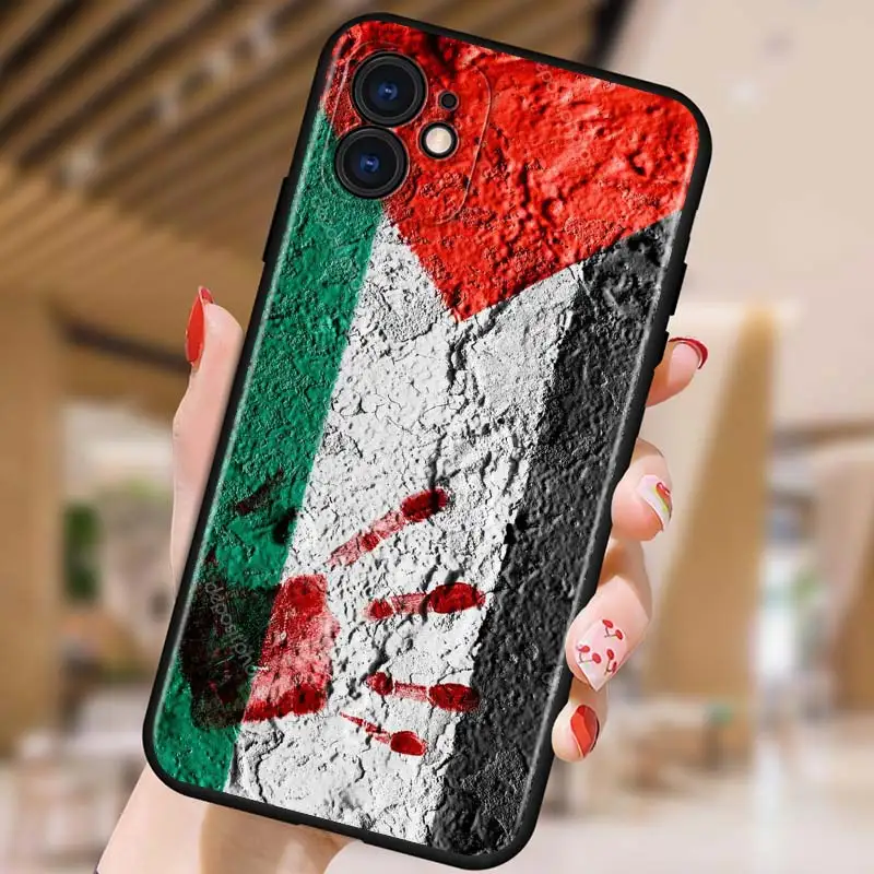 

Palestinian flag for iPhone 5 5S 6 7 8 X XR XS 11 SE 12 2020 mini Plus Pro MAX TPU Black Soft Cover