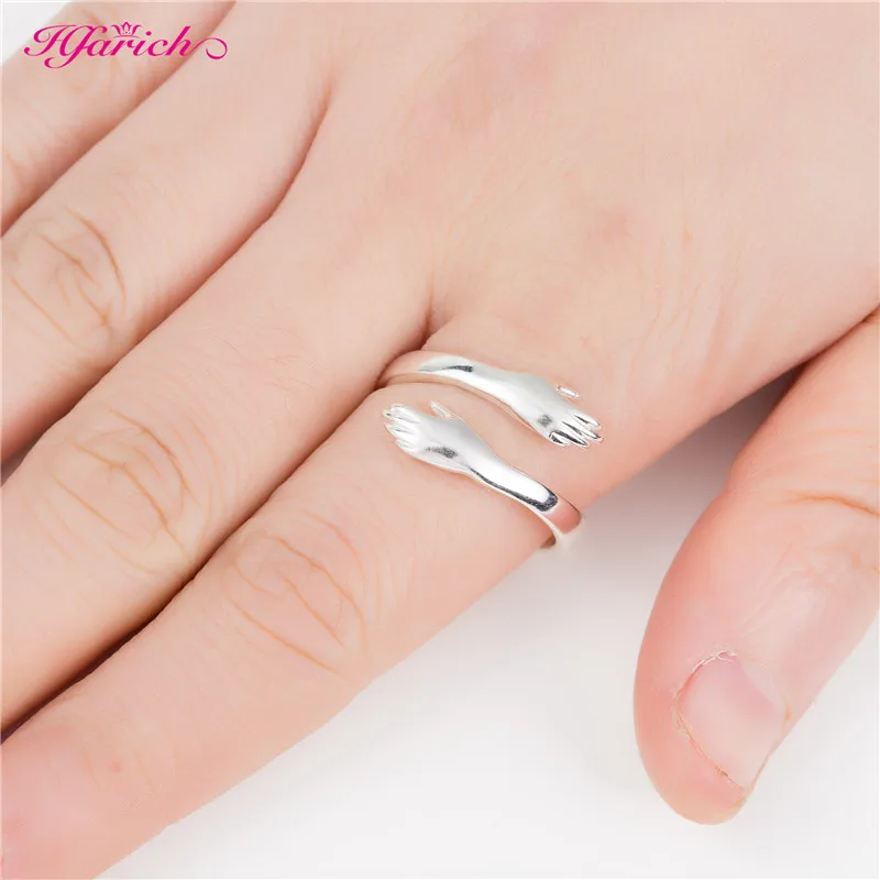 

Romantic Hand with Love Hug Rings Creative Adjustable Love Forever Open Finger Hand Ring For Women Men Fashion Jewelry Best Gift