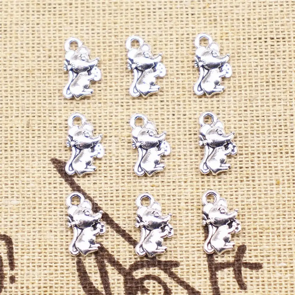 

Supplies For Jewelry Making 40pcs 12x7mm Antique Silver Color Little Mouse Charms