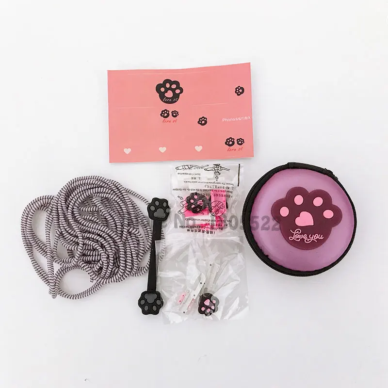 Новинка 1 4 м пружинный шнур защита для Наушников набор намотка кабеля Мультяшные