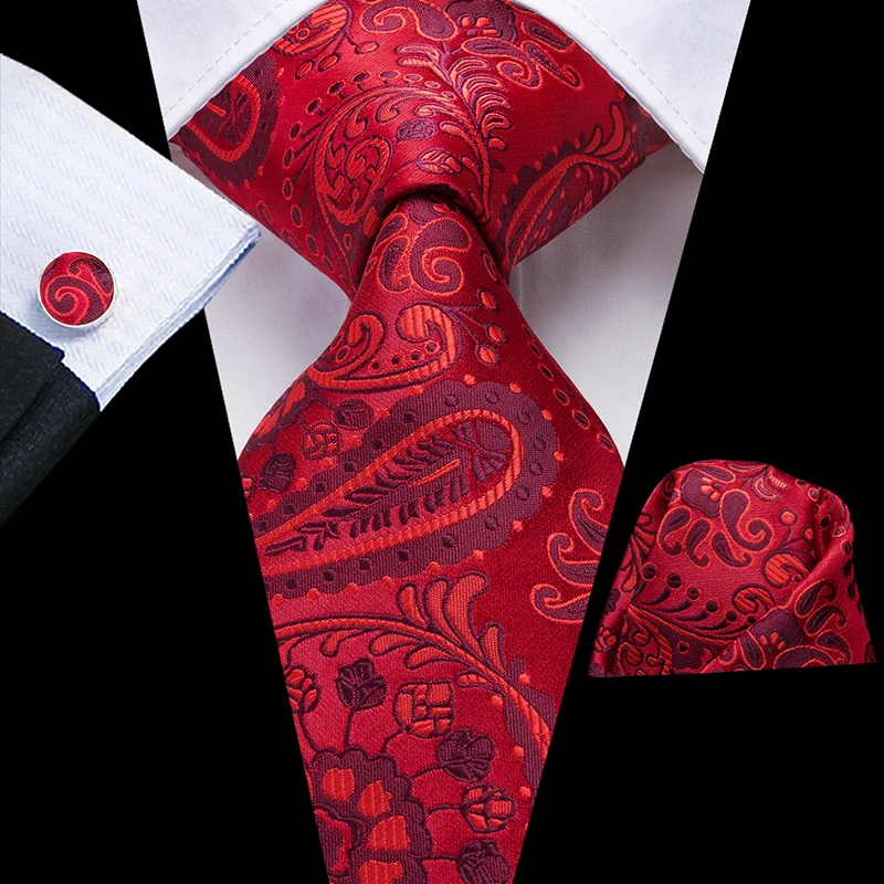 Men Blue Ties Plaid Silk Woven Necktie Checked Neck Tie Hanky Cufflinks Set Ties Gift for Wedding Party Business Hi-Tie C-3525 - Color: C-3194