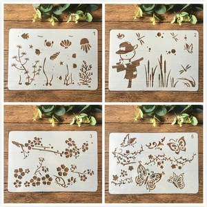 4 шт.компл. 26 см морской цветок бабочка DIY трафареты для наслоения живопись штампованная для скрапбукинга тиснильный альбом шаблон бумажной карты