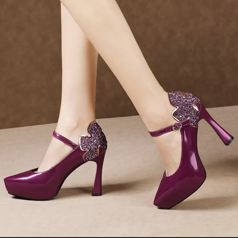 Шикарные Модные женские туфли лодочки на высоком квадратном каблуке и платформе