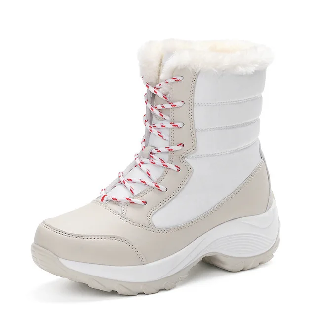 

Winter Plush Platform Waterproof Snow Boots Non-Slip Warm High Tube Couple Shoes Men Women Lace-Up Size 35-42 Botas Impermeables