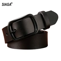 casual styles real genuine leather belts black simple buckles metal belt for women jeans 28mm wide accessories fco013