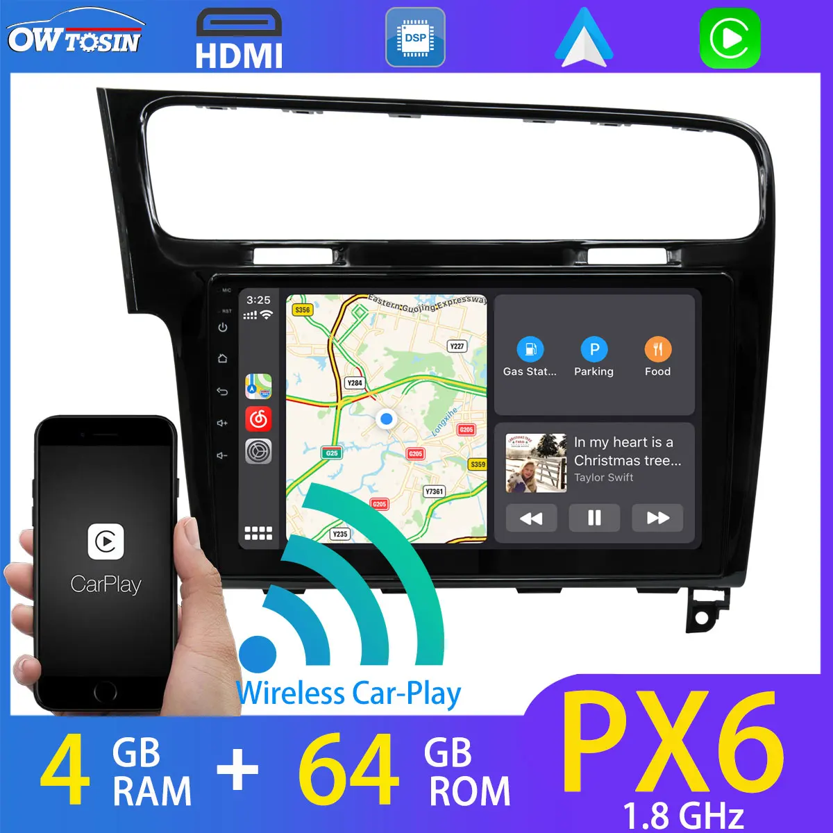 Автомобильный мультимедийный плеер PX6 Android 10 0 1 дюйма для 2013-2019 VW Volkswagen Golf 7