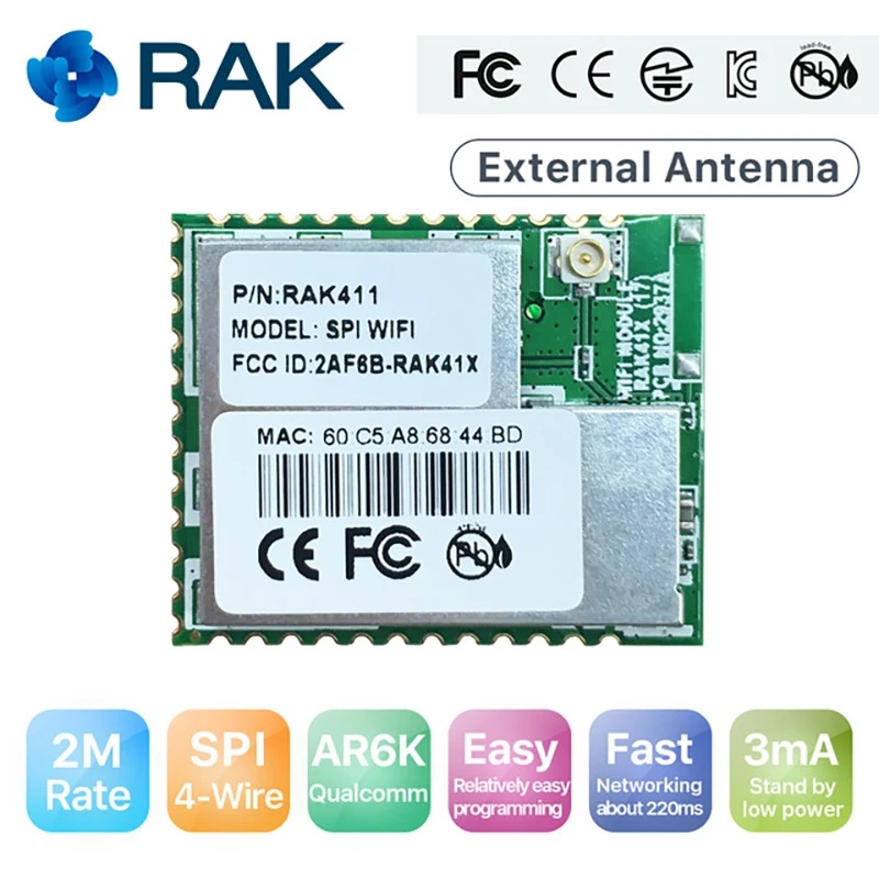 2 Мбит/с высокоскоростной SPI WiFi модуль ультра низкая мощность промышленный класс