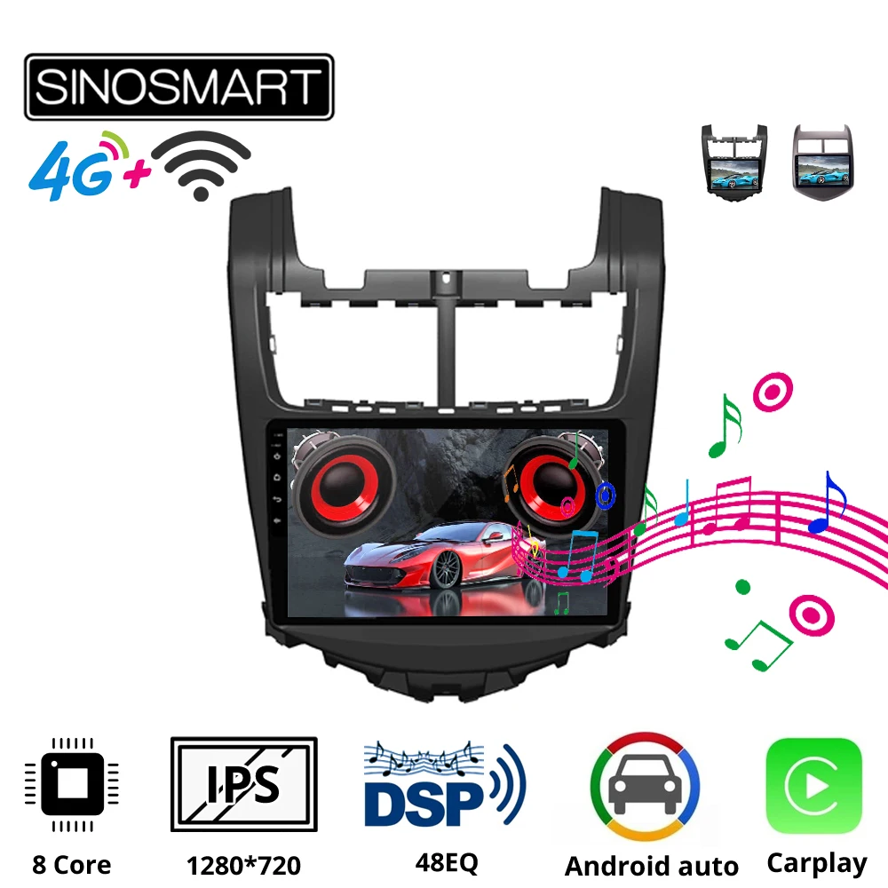 Sinosmart автомобильный радиоприемник с навигацией GPS для Chevrolet Aveo Sonic 2011 2014 2.5D IPS/QLED
