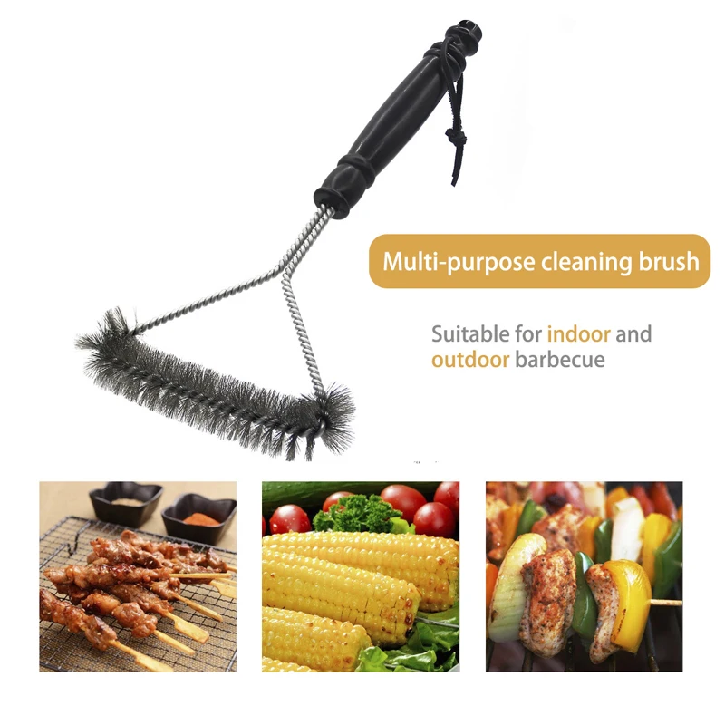 

Newest 1PC BBQ Grill Cleaner Brush Barbecue Wire Bristles Non-Stick Cleaning Brush Outdoor Home BBQ Tool Accessories With Handle