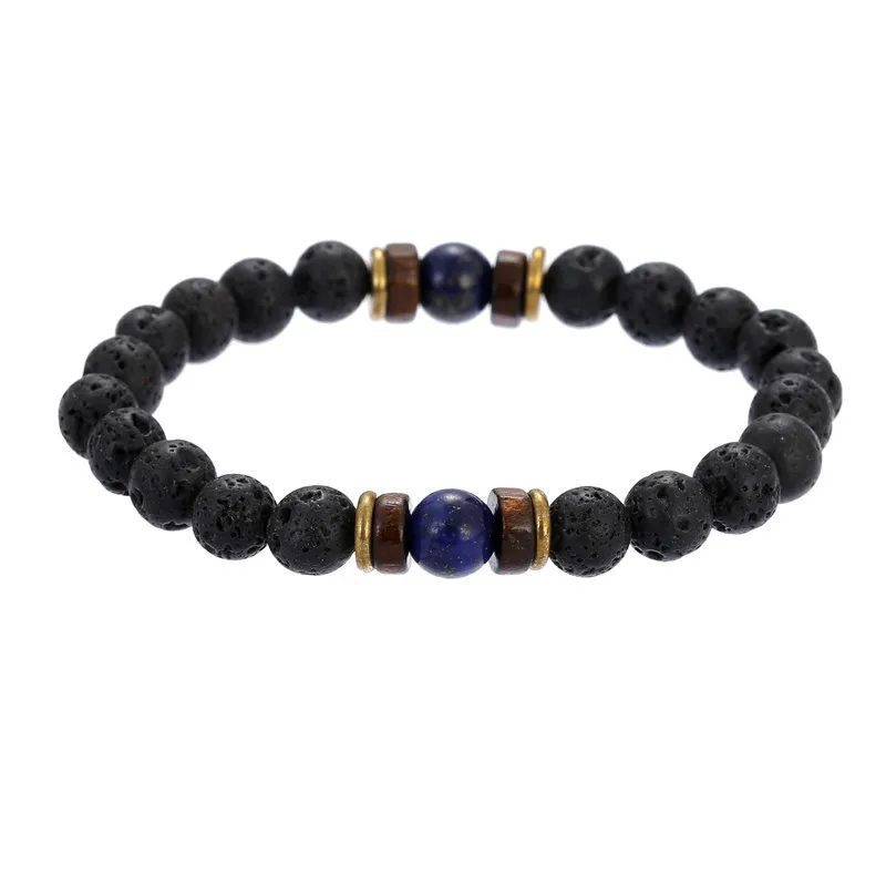 

New Men's Shining Volcanic Stone Black Iron Stone Bracelet