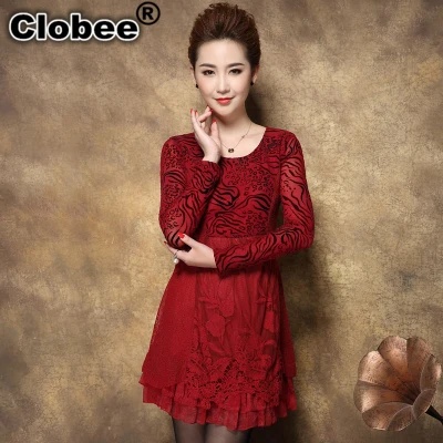 Новинка 2020 осенне весеннее кружевное платье для женщин среднего возраста