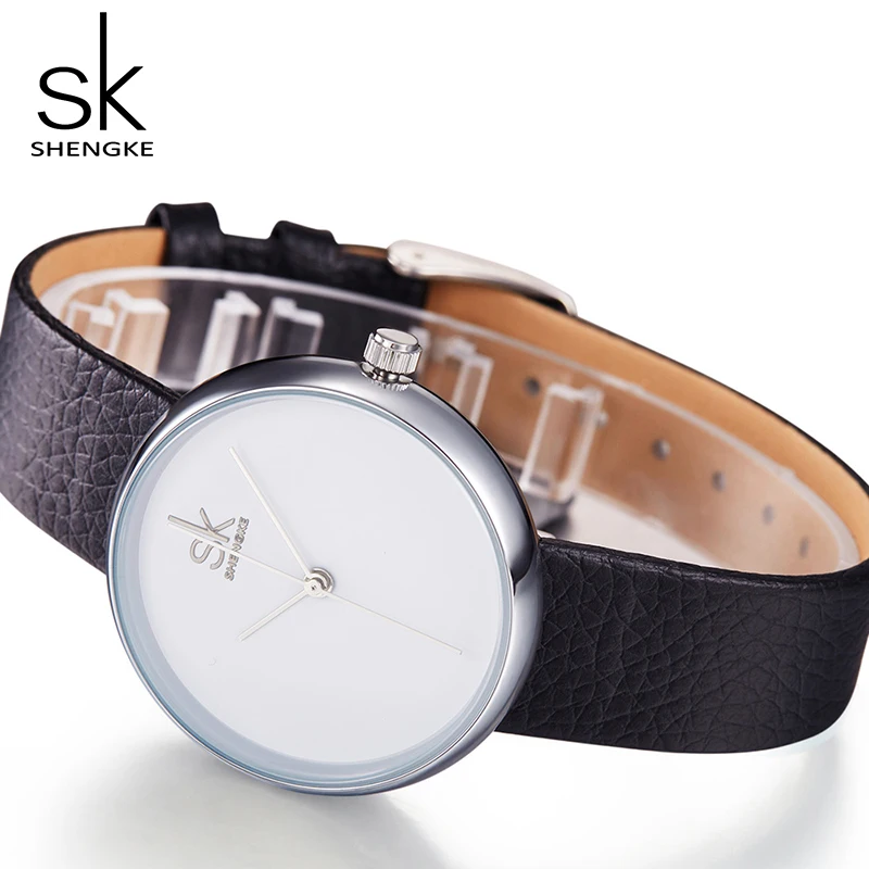 Часы Shengke женские повседневные с кожаным ремешком кварцевые 2021 | Наручные часы
