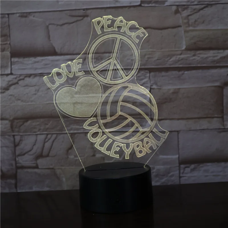 3D светодиодный ночник с изменением цвета 7 цветов Usb Декор градиенты волейбол