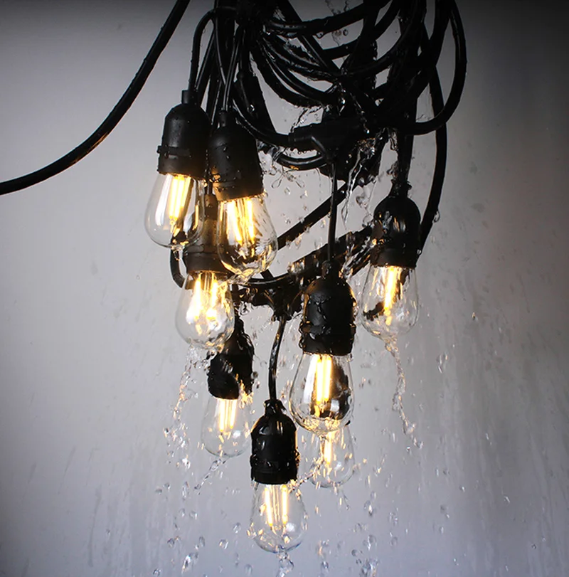 

Праздничное освещение, 10 м/15 м, S14, приглушаемые гирлянды, Водонепроницаемые E27 теплые светодиодные ретро рождественские Уличные светильник...