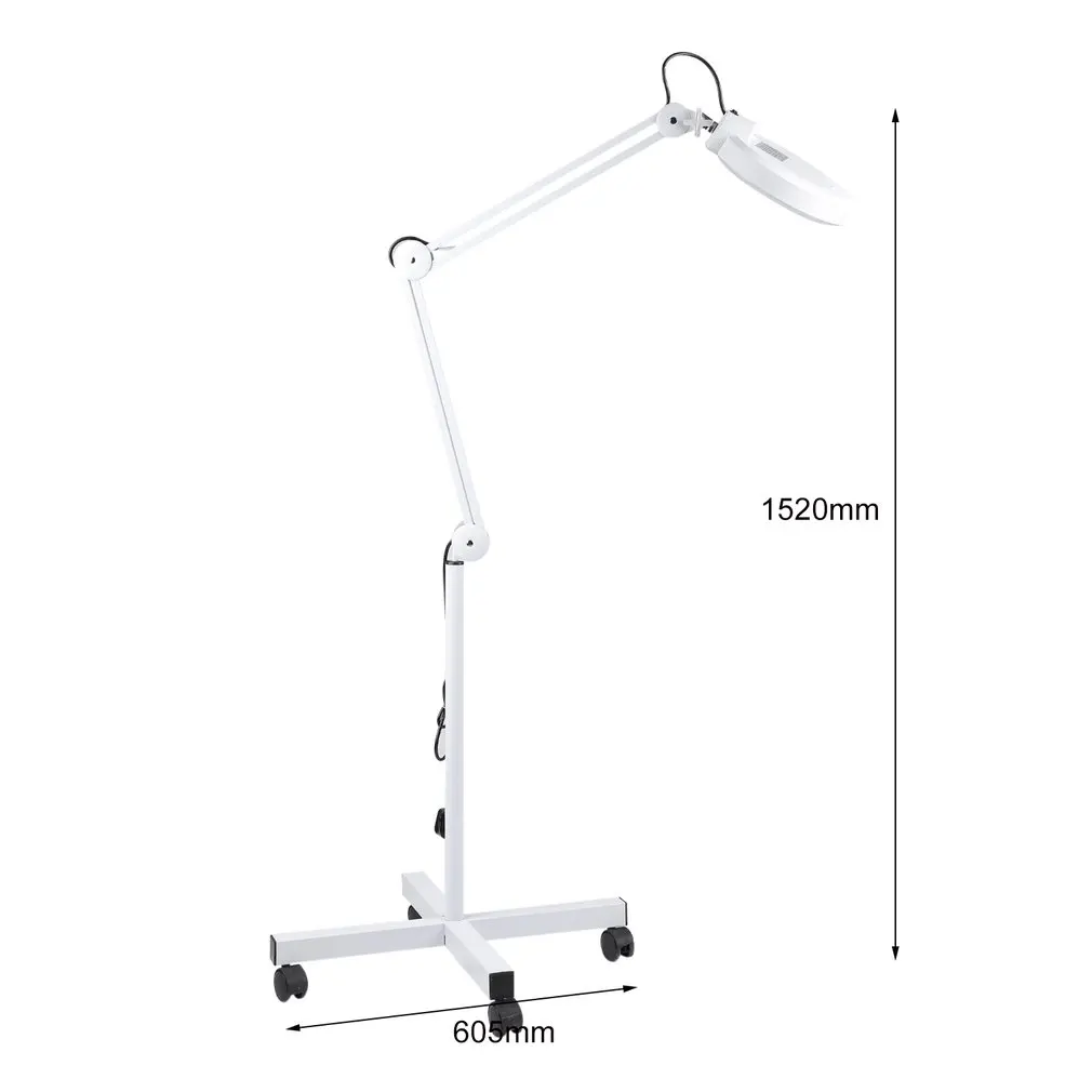 

4 Wheels Beauty Magnifier Stand With Cover 13W Adjustable Swivel Arm Cold Ligth Magnifying Glass For Beauty Salon NEW