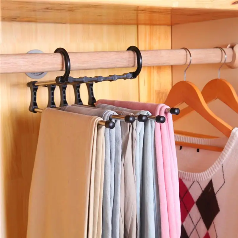 1 Set Of Clothes Hanger Stainless Steel Multifunction Five In One Pants Hanger Coat Hanger Clothes Rack For Indoor Home Travel