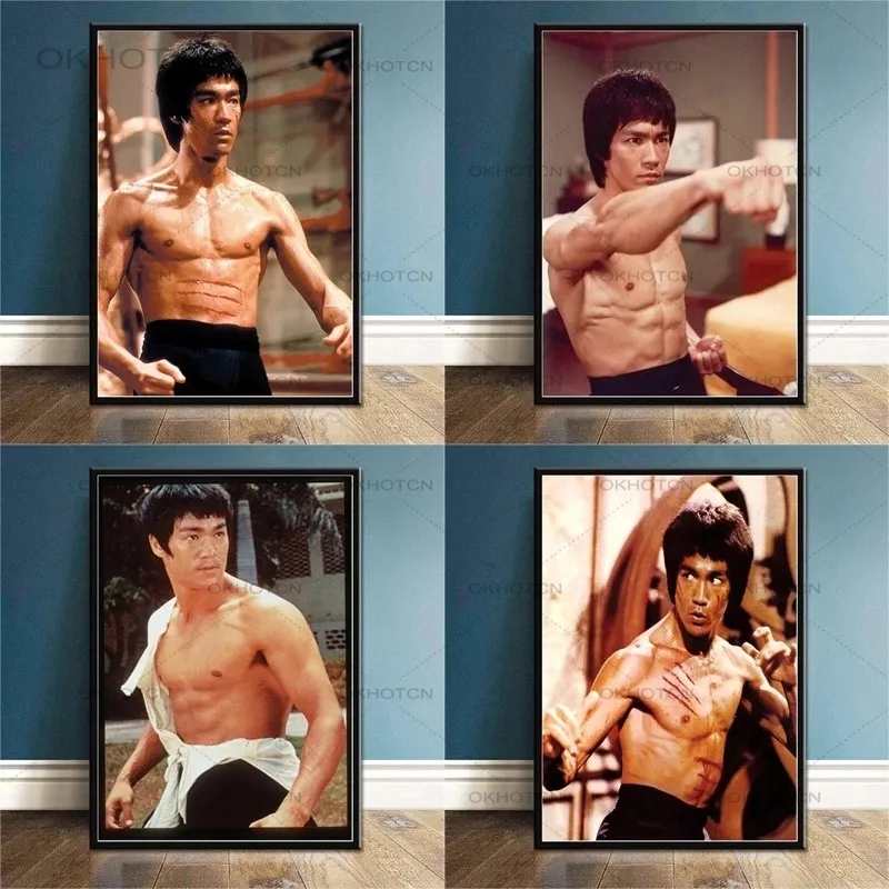 

Canvas Print Painting Chinese Kung Fu Superstar Bruce Lee Poster Wall Art Mural Picture for Living Room Bedroom Decoration