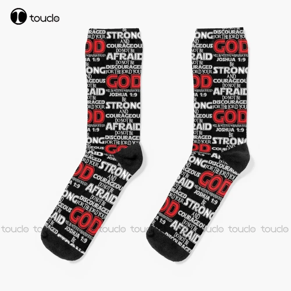 

Joshua 1:9 Joshua Bible Bible Verse Socks Orange Socks Christmas New Year Gift 360° Digital Print Personalized Custom Women Men