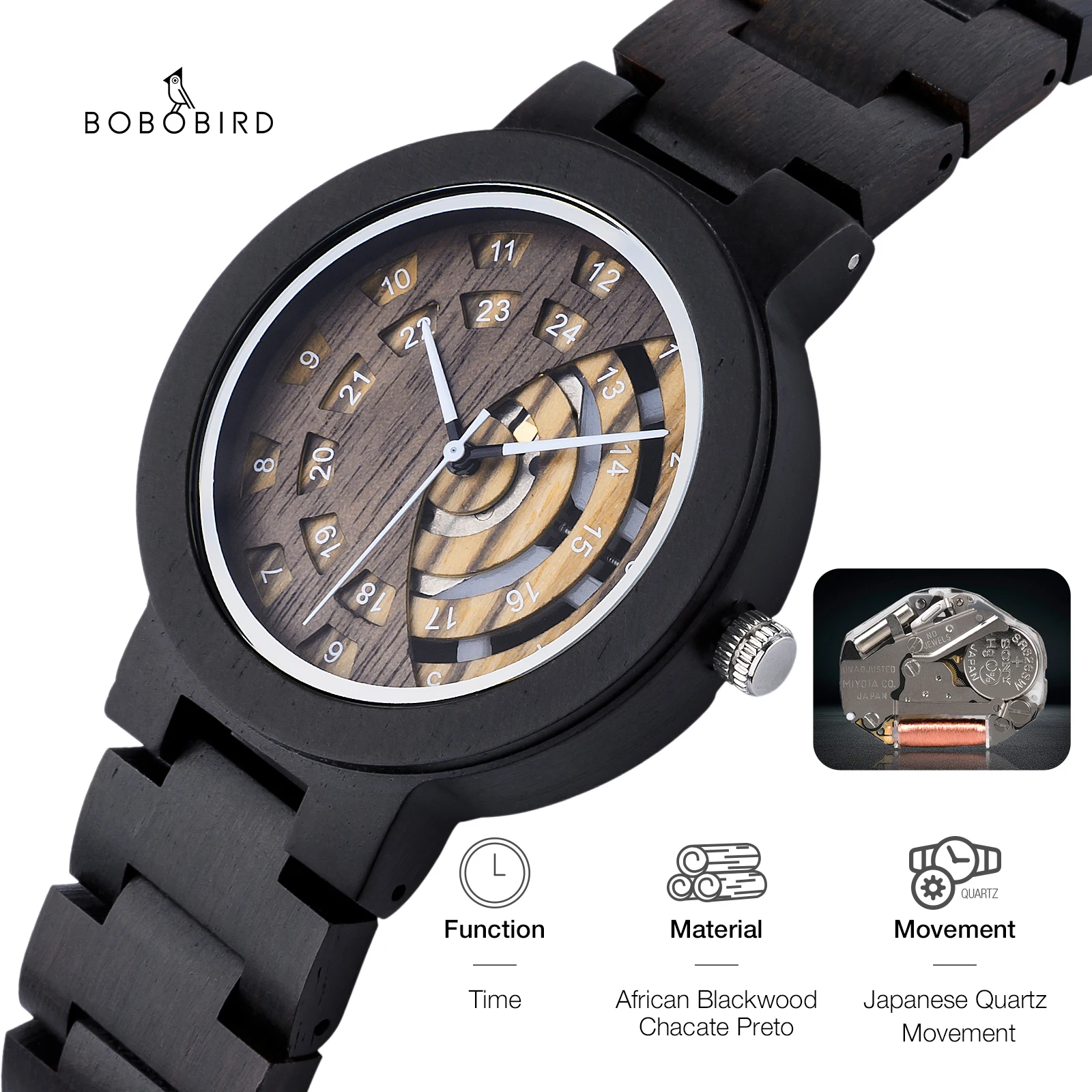 

Часы мужские деревянные с логотипом на заказ, Прямая поставка