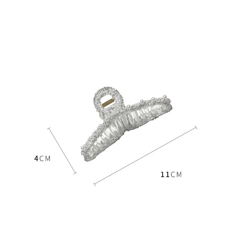 

1PC Korean Rhinestone Pearl Hair Claw INS Fashion Grabbing Clip Retro Plate Hairpin Hair Accessories For Women