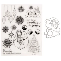 christmas snowflake pendant metal cutting dies and clear stamps for diy scrapbooking crafts card making photo album decoration