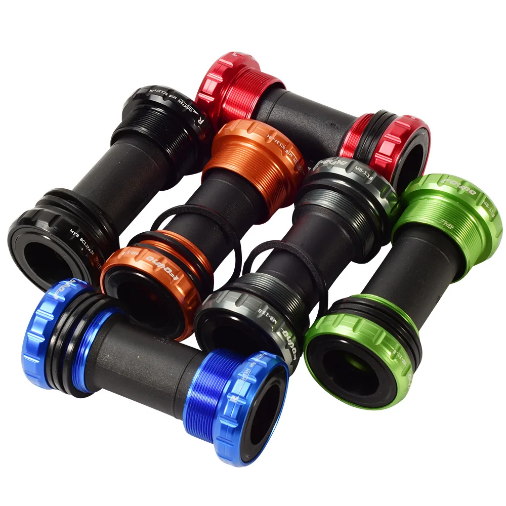 

FOVNO Bicycle Bottom Bracket Aluminum Waterproof BSA 68/73mm Screw/Thread Type Crankset Bearings Bicycle Axis Parts