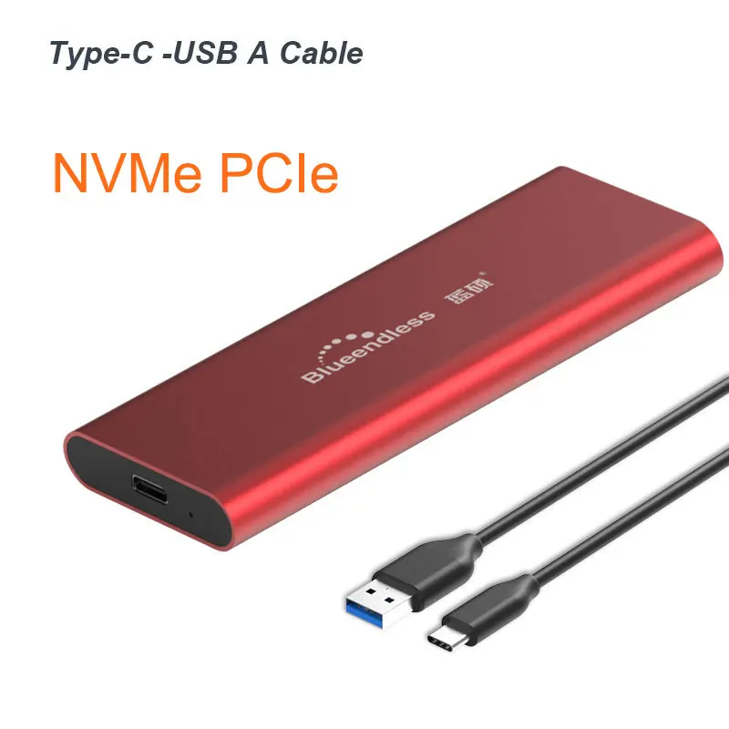 M8 C-A Red for NVMe MSATA алюминиевый 1,8 'USB 3,0 компьютер HDD и PCIE NVMe M.2 M ключ SSD коробка внешний жесткий диск с портом type C Корпус чехол - Цвет: M8 C-A Red for NVMe