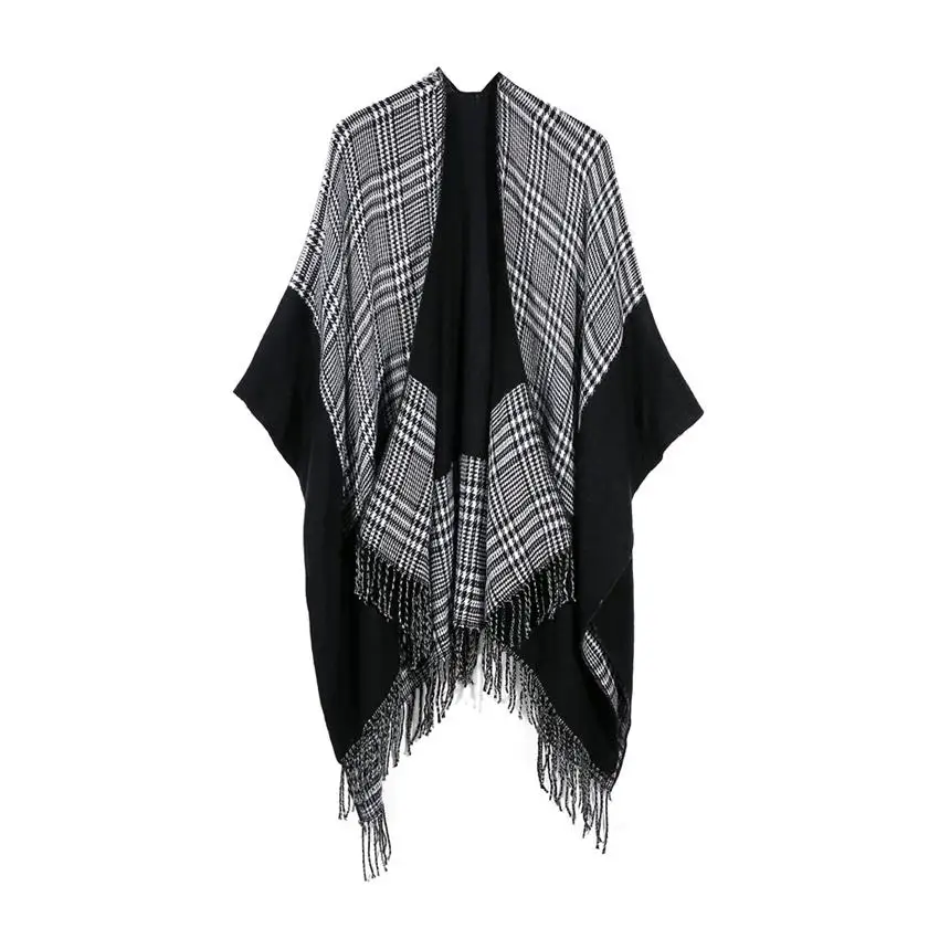 Клетчатые пашмины 6 цветов модные зимние теплые клетчатые пончо оверсайз шали и