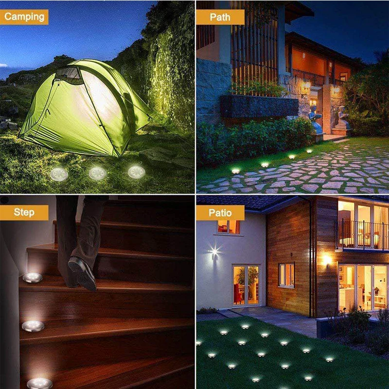 

LED Solar plug-in waterproof underground light 8LED outdoor courtyard lawn landscape staircase corridor simple decoration