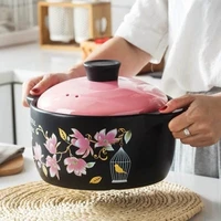 ceramic casserole multi size japanese style magnolia health soup pot stew pot open flame heat resistant home kitchen supplies