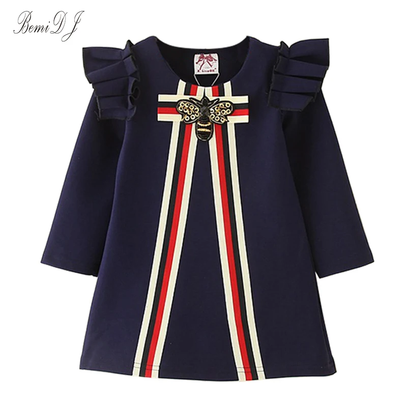 

2021 summer Baby Girl Dresses 3-7 Year T-shirt Children's Girls Dresses Cotton Three Quarter Tops Kids Party princess Girl Dress