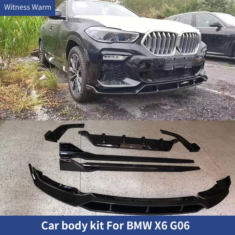 

Высококачественный черный спойлер из АБС-пластика для переднего бампера, заднего диффузора, угловая боковая юбка для BMW X6 G06 M Kit 2019 2020 2021