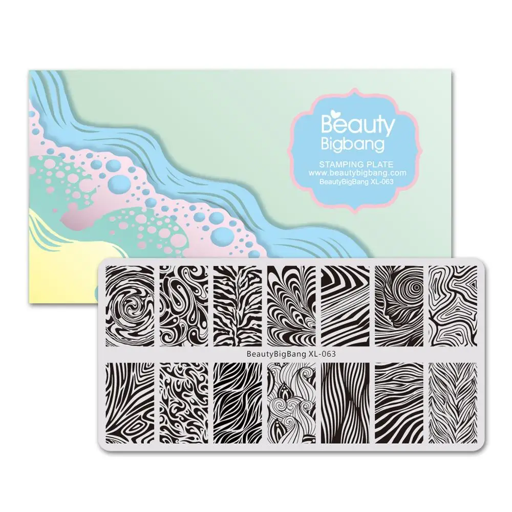 BeautyBigBang 6*12 см прямоугольная пластина для стемпинга ногтей водный мрамор