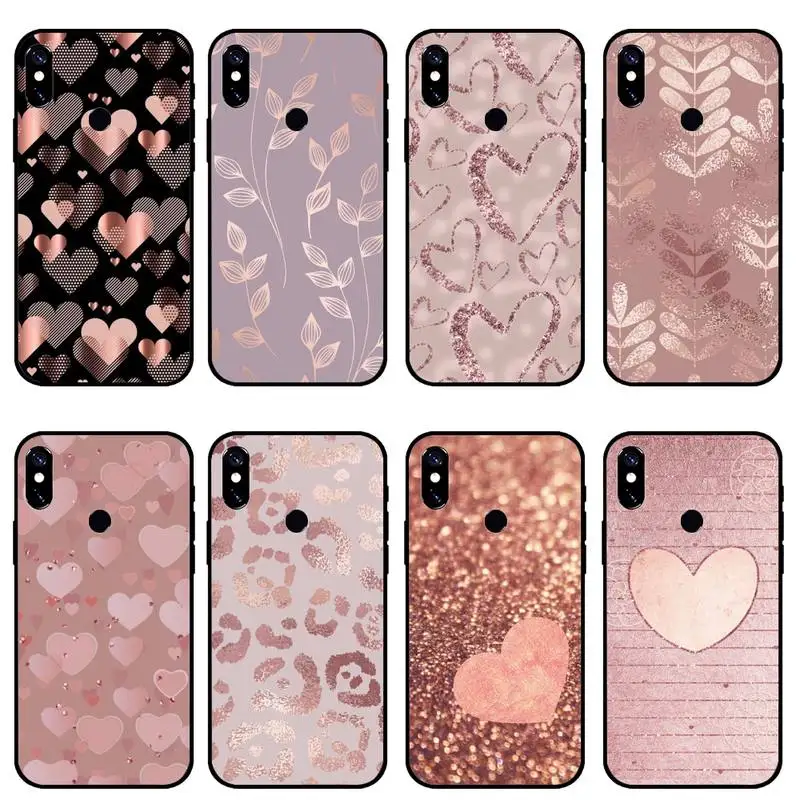 

Gold Rose Love heart Phone Cases For Xiaomi Redmi note 7 8 9 pro 8T 9A 9S Mi Note 10 Lite pro
